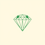 Green Ink Outline Diamond Tattoo