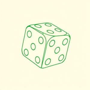 Green Ink Outline Dice Tattoo
