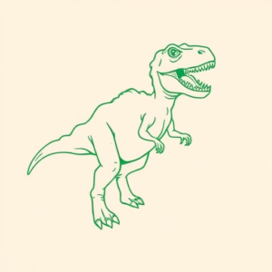 Green Ink Outline Dinosaur Tattoo