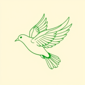 Green Ink Outline Dove Tattoo