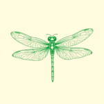 Green Ink Outline Dragonfly Tattoo