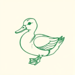 Green Ink Outline Duck Tattoo
