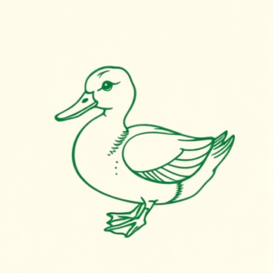 Green Ink Outline Duck Tattoo