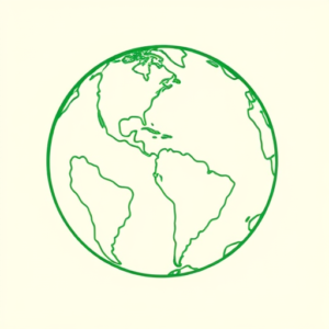 Green Ink Outline Earth Tattoo