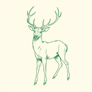 Green Ink Outline Elk Tattoo