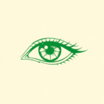 Green Ink Outline Eye Tattoo