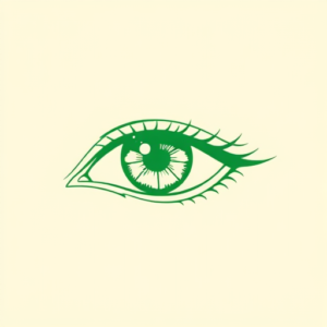 Green Ink Outline Eye Tattoo
