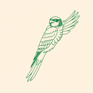 Green Ink Outline Falcon Tattoo