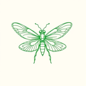 Green Ink Outline Firefly Tattoo