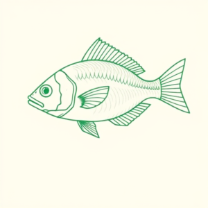 Green Ink Outline Fish Tattoo
