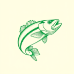 Green Ink Outline Fishing Tattoo