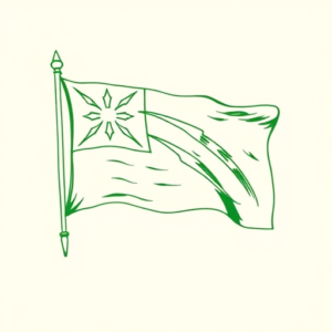 Green Ink Outline Flag Tattoo