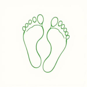 Green Ink Outline Footprint Tattoo