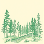 Green Ink Outline Forest Tattoo