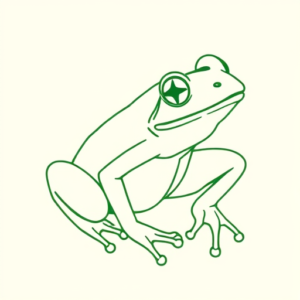 Green Ink Outline Frog Tattoo