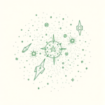 Green Ink Outline Galaxy Tattoo