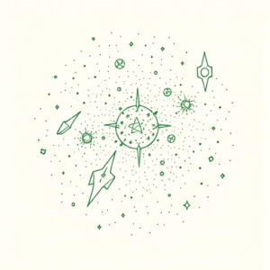 Green Ink Outline Galaxy Tattoo