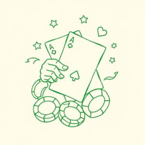 Green Ink Outline Gambling Tattoo