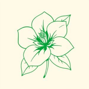 Green Ink Outline Gardenia Tattoo