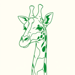Green Ink Outline Giraffe Tattoo