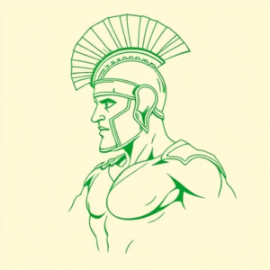 Green Ink Outline Gladiator Tattoo