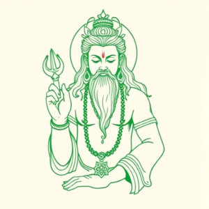 Green Ink Outline God Tattoo