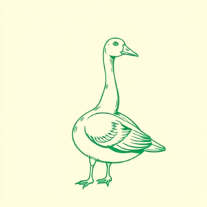 Green Ink Outline Goose Tattoo