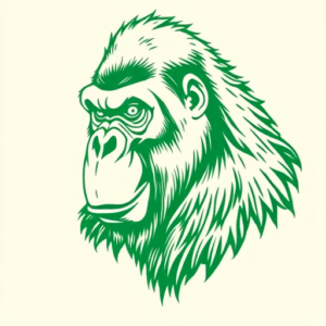 Green Ink Outline Gorilla Tattoo