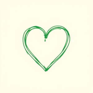 Green Ink Outline Heart Tattoo