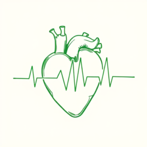 Green Ink Outline Heartbeat Tattoo