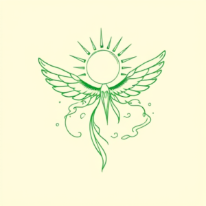 Green Ink Outline Heaven Tattoo