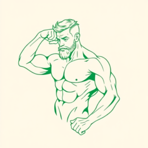 Green Ink Outline Hercules Tattoo