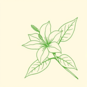 Green Ink Outline Honeysuckle Tattoo