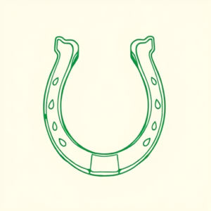Green Ink Outline Horseshoe Tattoo