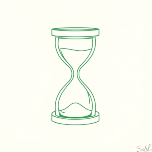 Green Ink Outline Hourglass Tattoo