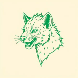 Green Ink Outline Hyena Tattoo