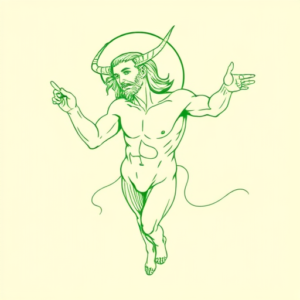 Green Ink Outline Incubus Tattoo