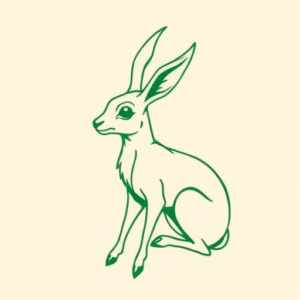 Green Ink Outline Jackalope Tattoo