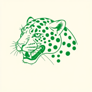 Green Ink Outline Jaguar Tattoo