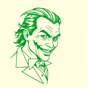 Green Ink Outline Joker Tattoo