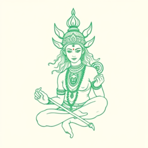 Green Ink Outline Kali Tattoo