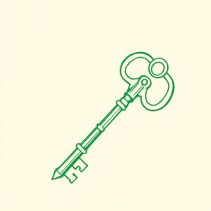 Green Ink Outline Key Tattoo