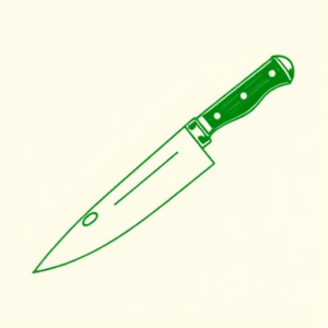 Green Ink Outline Knife Tattoo