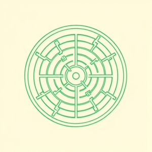 Green Ink Outline Labyrinth Tattoo