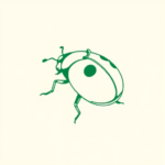 Green Ink Outline Ladybug Tattoo