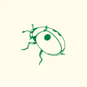 Green Ink Outline Ladybug Tattoo