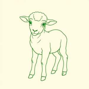 Green Ink Outline Lamb Tattoo
