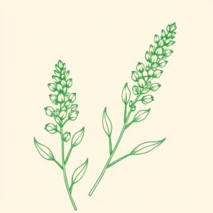 Green Ink Outline Lavender Tattoo