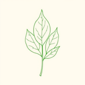 Green Ink Outline Leaf Tattoo