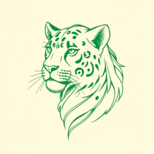 Green Ink Outline Leo Tattoo